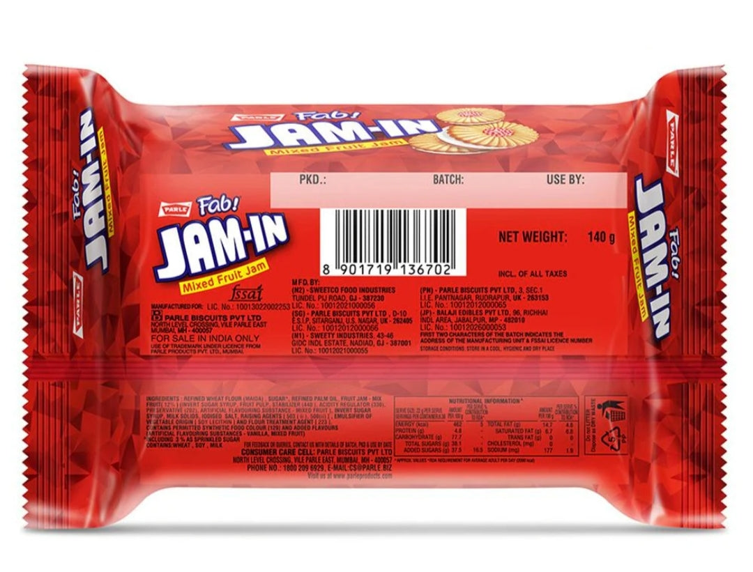 Parle Fab Jam-In Cream Biscuits 140 g