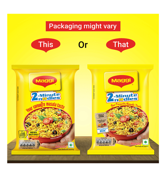 MAGGI 2-Minute Instant Noodles, Masala Noodles With Goodness Of Iron, Made With Choicest Quality Spices,