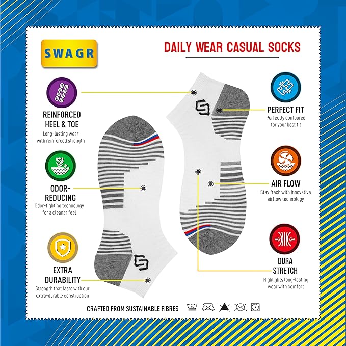 12 Pairs Sports Cotton Ankle Length Socks for Men, Pack of 12., Assorted