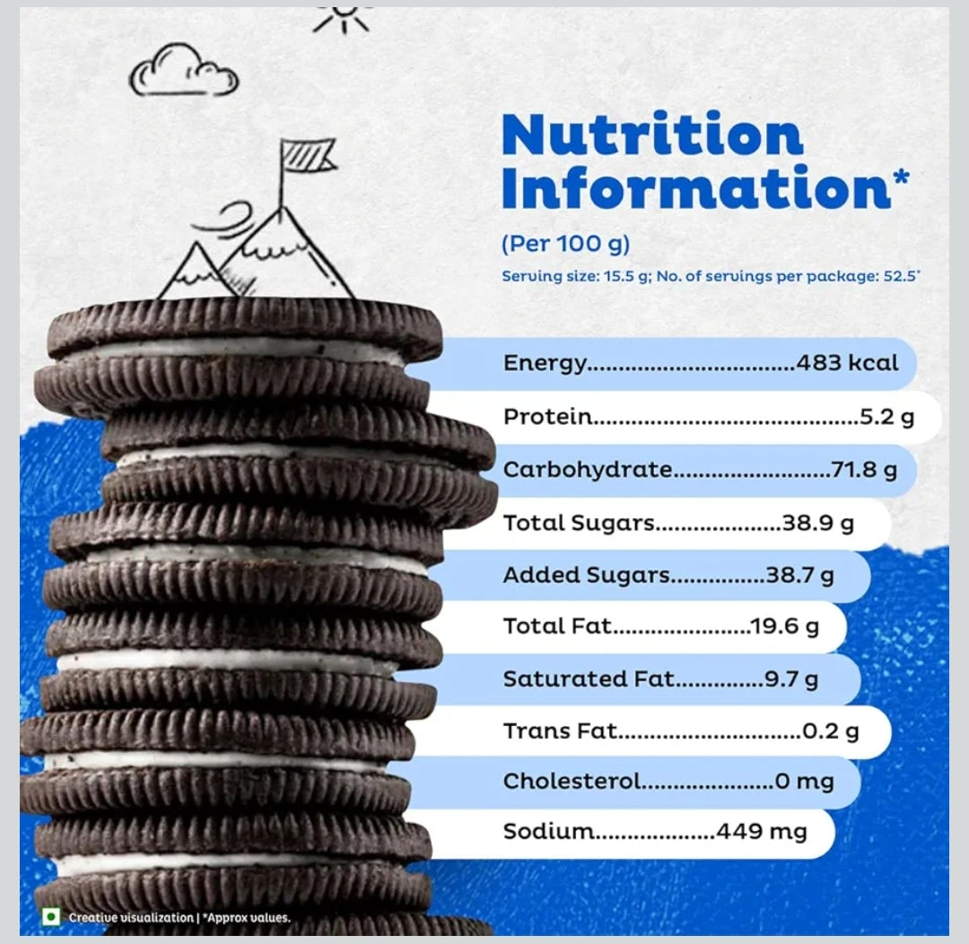 Cadbury Oreo Vanilla Flavour Creme Sandwich Biscuit Mega Family Pack, 876.75/813.75 g[weight may vary]