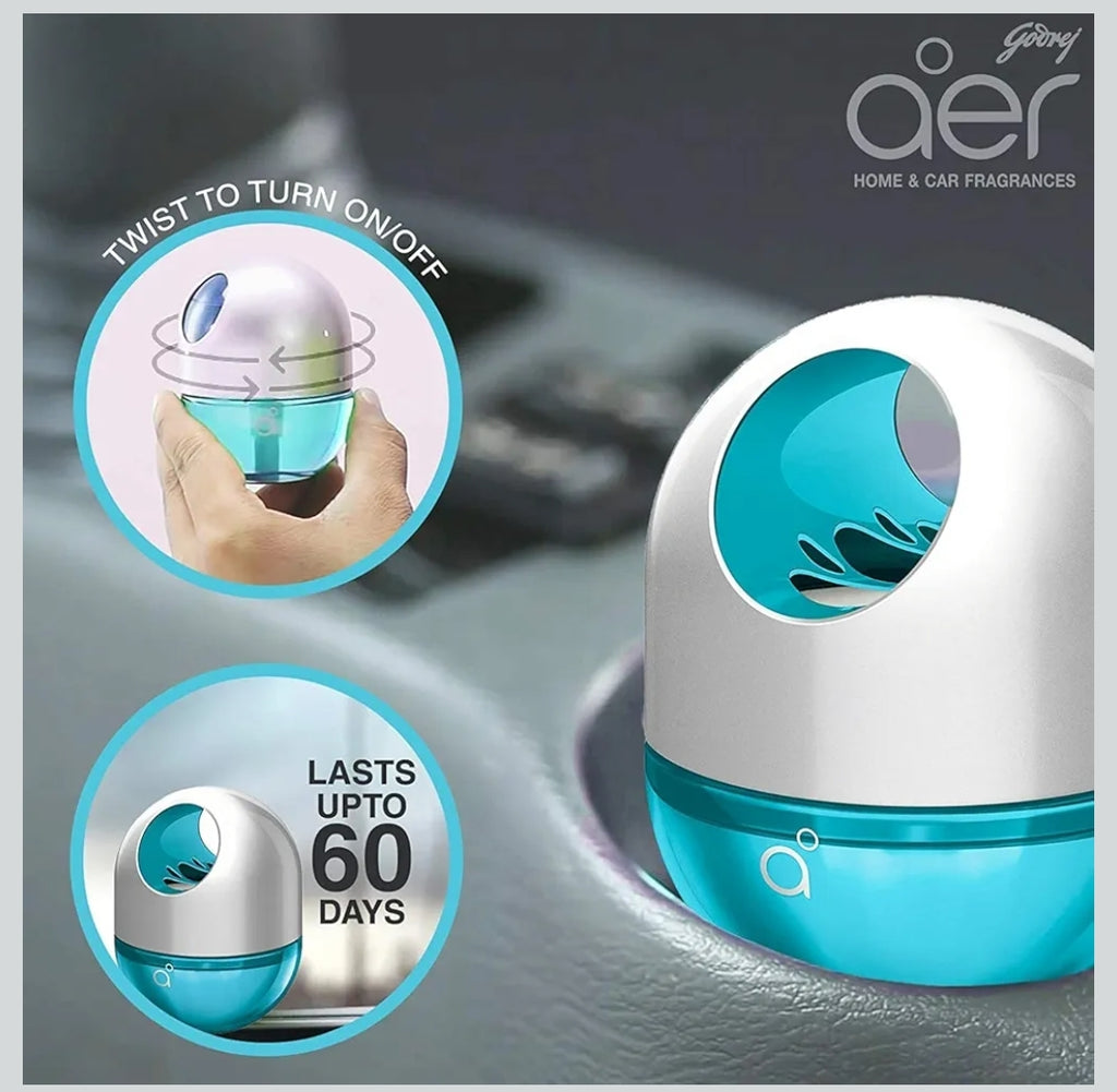 Godrej aer Twist, Car Air Freshener - Cool Surf Blue (45g