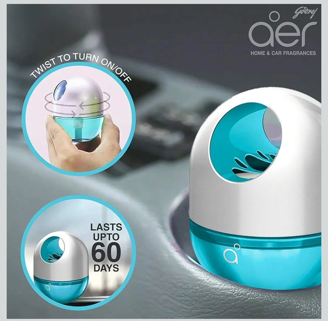 Godrej aer Twist, Car Air Freshener - Cool Surf Blue (45g
