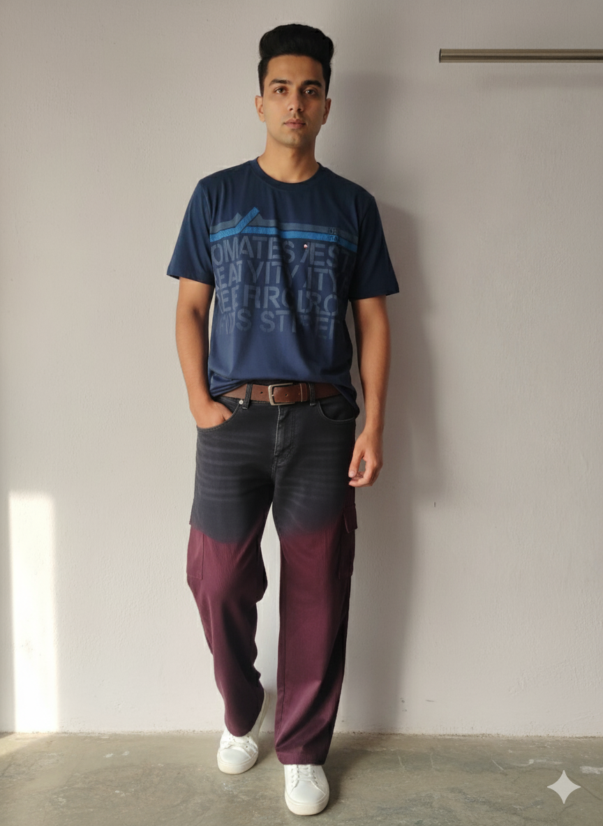 Round neck tshirt navy blue