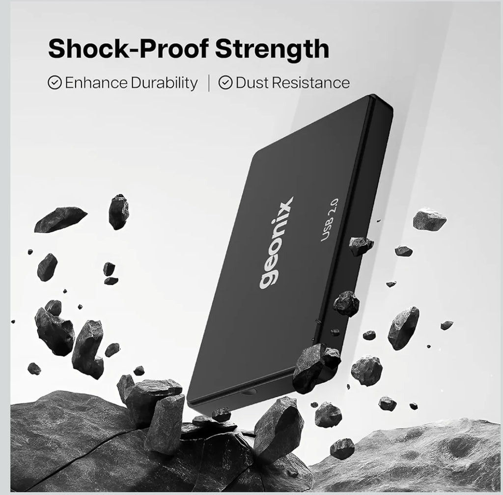 GEONIX 2.5 Inch SSD Enclosure | Tool Free Installation | Supports Upto 6TB Storage | USB Cable | Compatible with Laptop, PC (Black)
