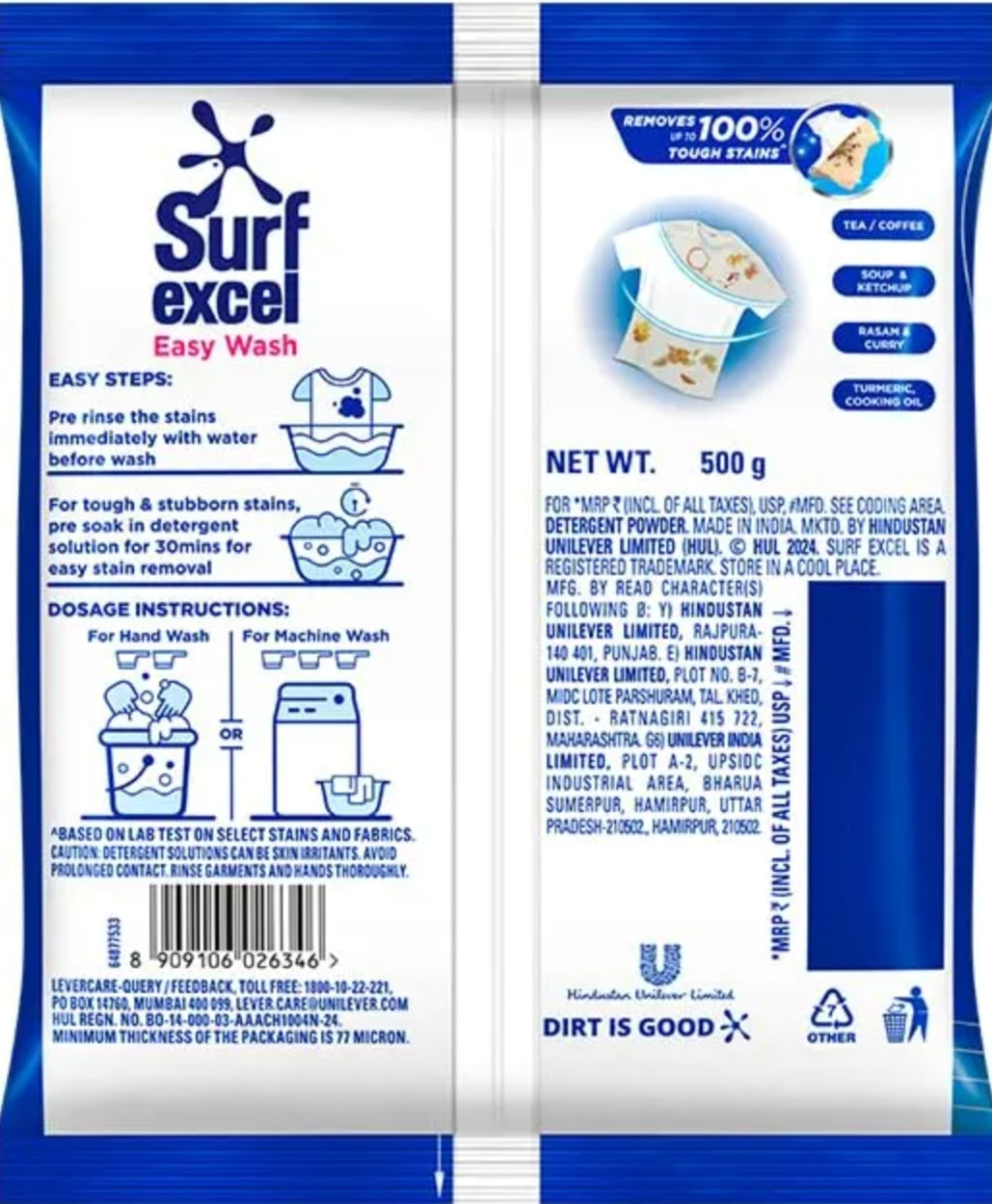 Surf Excel Easy Wash Detergent Powder - 500 g