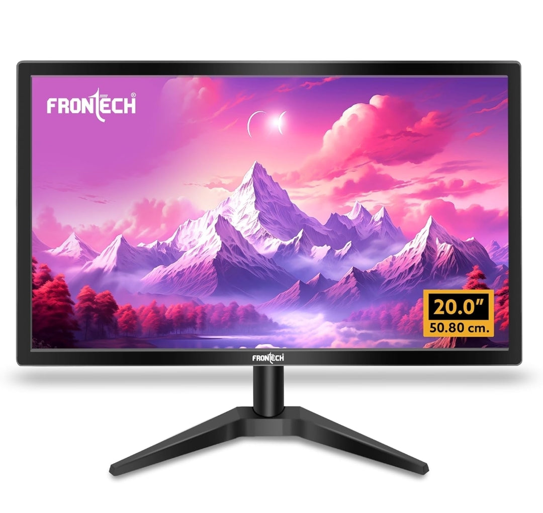 FRONTECH 20 Inch (50.8 cm), LED, HD 1600 x 900, 60Hz, Black, 16.7M Colors, Wall Mountable, Slim & Stylish Design, HDMI, VGA, Built-in Power Supply Monitor (MON-0054)