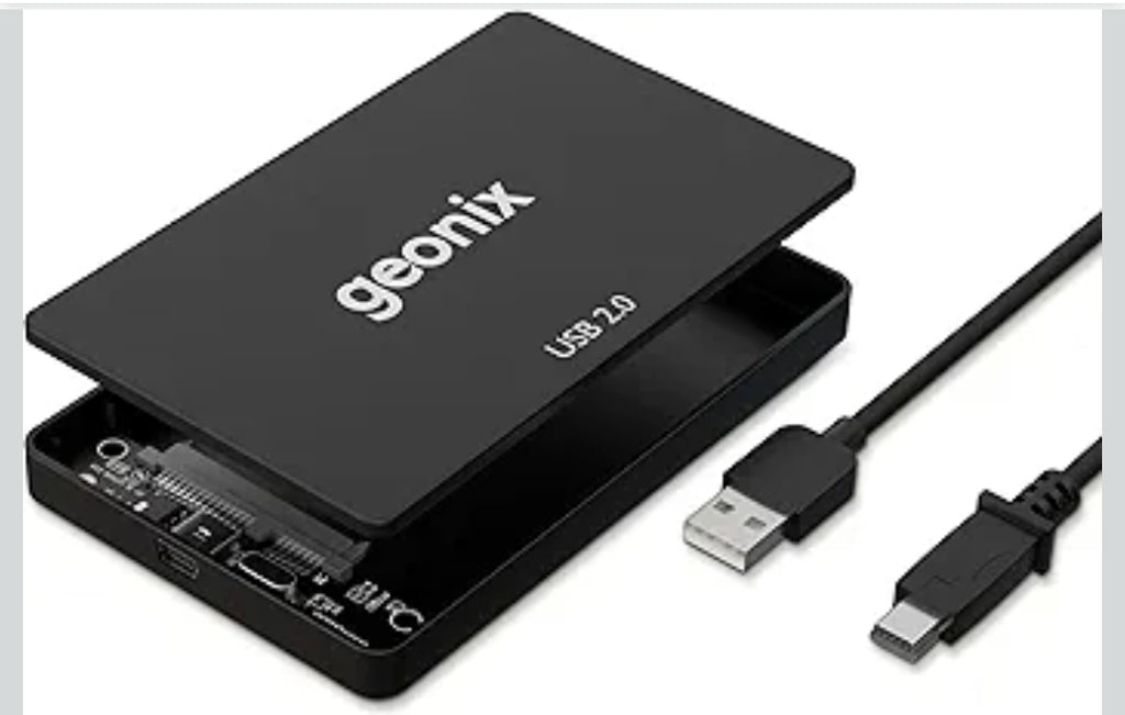 GEONIX 2.5 Inch SSD Enclosure | Tool Free Installation | Supports Upto 6TB Storage | USB Cable | Compatible with Laptop, PC (Black)