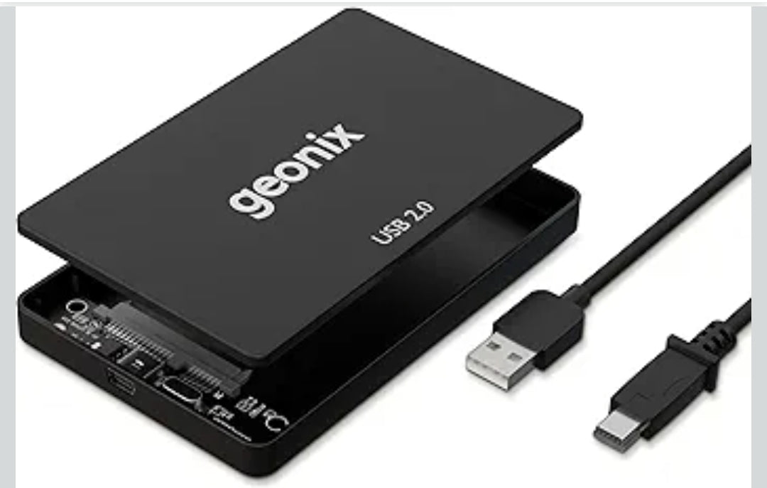 GEONIX 2.5 Inch SSD Enclosure | Tool Free Installation | Supports Upto 6TB Storage | USB Cable | Compatible with Laptop, PC (Black)