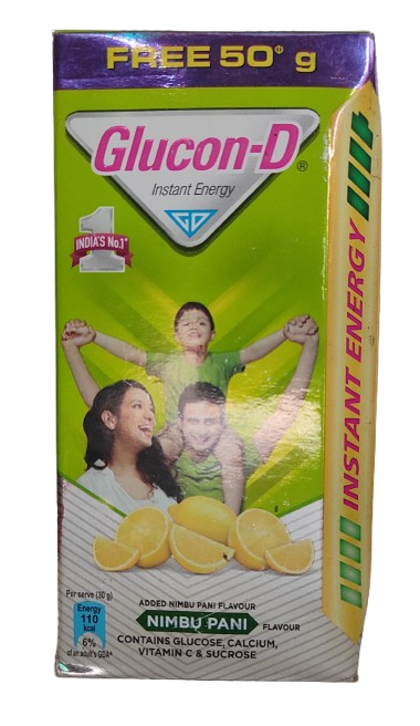 Glucon-D Nimbu Pani Glucose Powder (75g + 50gm =125gm, Refill)| For Tasty Tangy Flavoured Glucose Drink| Provides Instant Energy| Vitamin C Supports Immunity| Contains Calcium for Bone