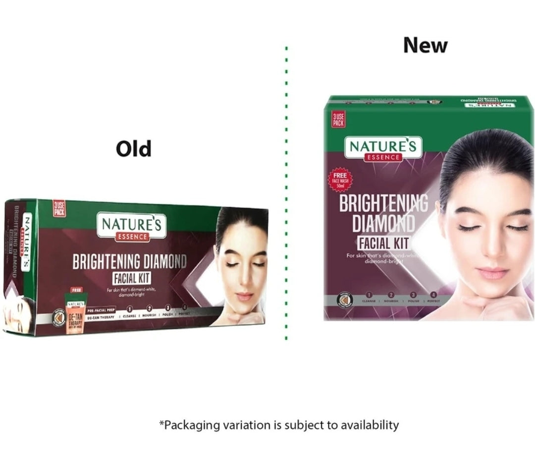 Nature's Essence

BRIGHTENING DIAMOND FACIAL KIT 60G+51G FACE WASH (280MRP) 110 g (110 g)