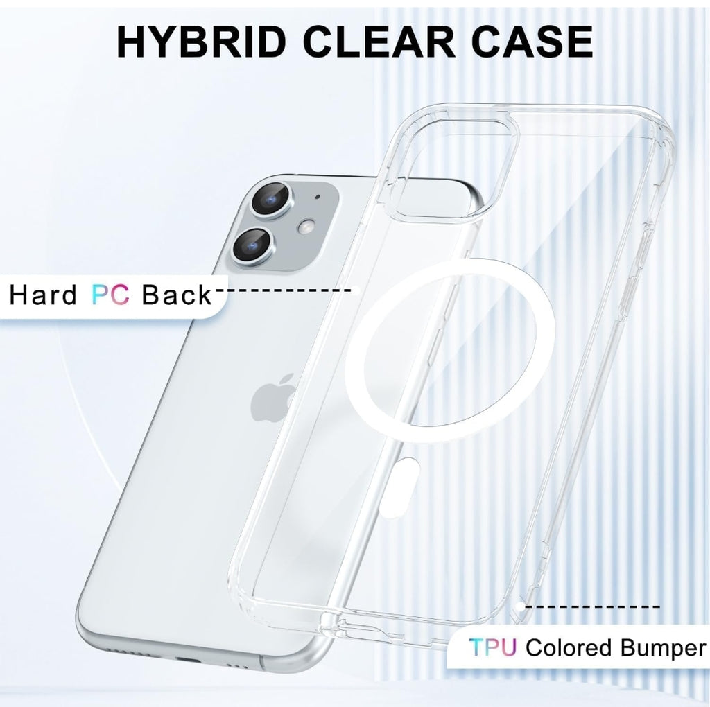 Ultra-Hybrid Back Cover Case for iPhone 12/12 Pro Compatible with Wireless Charging | 360¡ Protection | Crystal Clear Hard Back Cover Case for iPhone 12/12 Pro (White Magsafe)