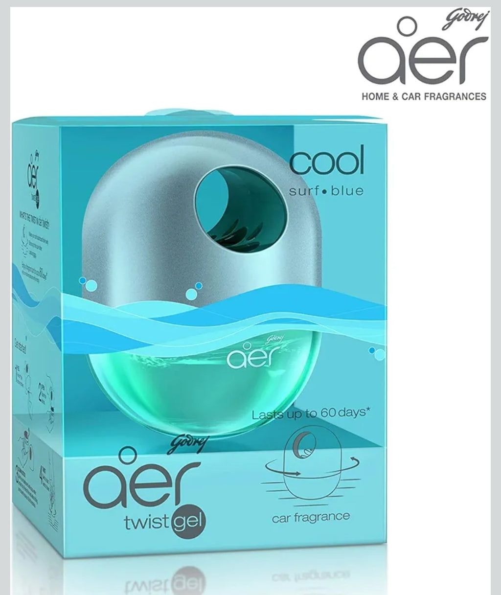 Godrej aer Twist, Car Air Freshener - Cool Surf Blue (45g